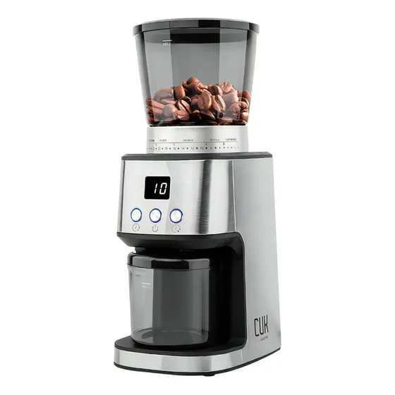 Molinillo De Cafe Electrico Cuk by Gadnic Acero Inoxidable Regulable Fresa Conica Tolva 275g Jarra 100g