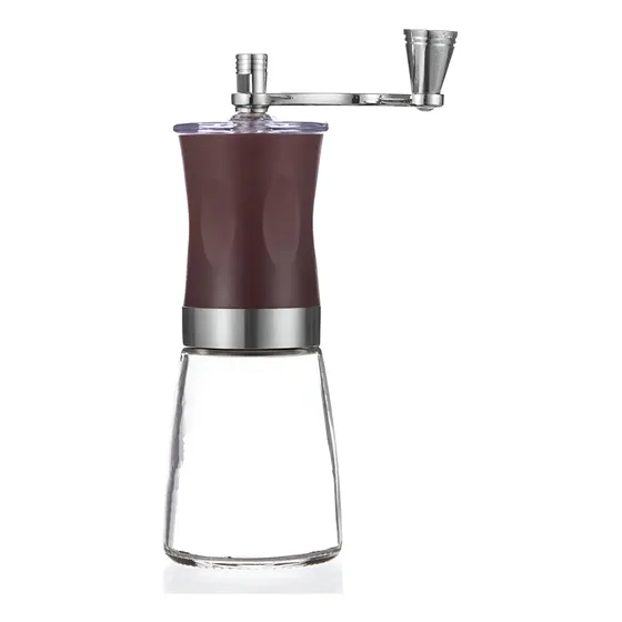Molinillo Manual Café Crystal Rock Vidrio Manija Marrón Claro Cerámica