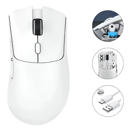 Mouse Attack Shark R1 Inalambrico Gamer Sensor Paw3311 Blanco