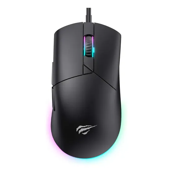 Mouse Gamer Havit Ms1038 Rgb 8000 Dpi Ergonómico 7 Botones Negro