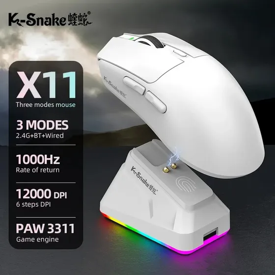 Mouse Gamer Inalámbrico K-snake X11 2.4g+bt