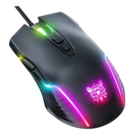 Mouse Gamer Onikuma Cw905 RGB DPI 6400 100 Ips Sensor SPCP 199 Alta Precision 7 Botones Ergonómico Ligero Antideslizante
