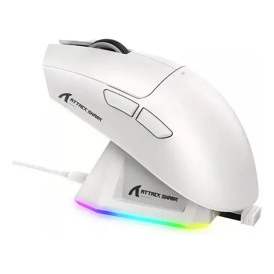 Mouse gamer X11 Attack Shark Tri Mode 22000 dpi Paw3311 Dock color blanco