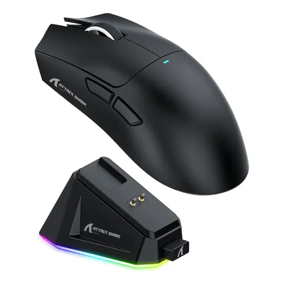 Mouse Gamer X11 Attack Shark Tri Mode 22000 dpi Paw3311 Dock Color Negro