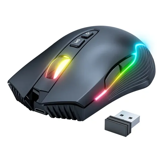 Mouse Inalámbrico Gamer Onikuma Cw905 con Luz RGB Negro