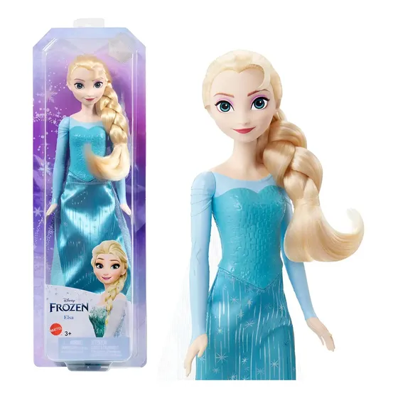 Muñeca con el vestido brillante de la reina de Disney de Elsa Frozen, Mattel