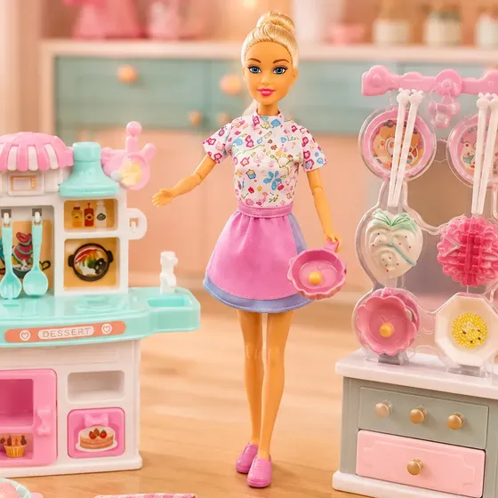 Muñeca Tiny Cheff Cocinera Con Accesorios Articulada Cook