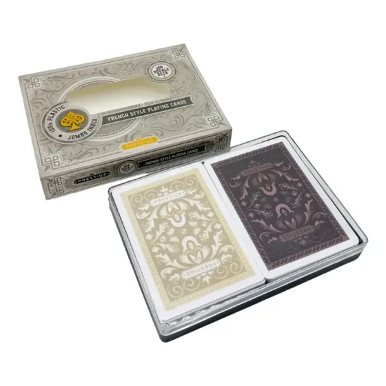 Naipes Poker 2 Mazos Prestige 100% Plastico Numeros Grandes Inglés