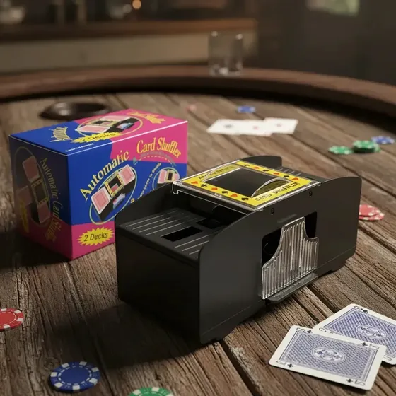 Naipes Poker Mezclador Automatico De Cartas Profesional Reverso Negro Idioma Español