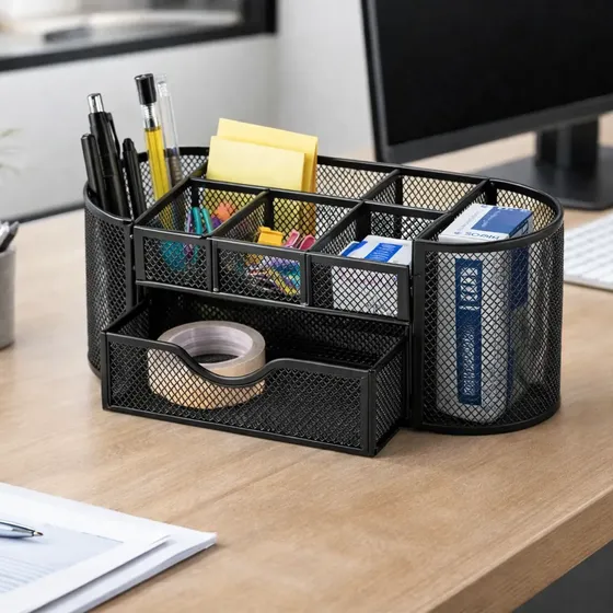 Organizador De Escritorio Metalico 9 Cavidades