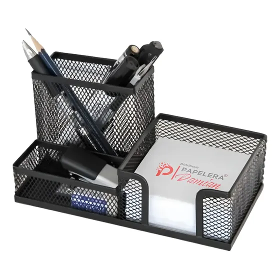 Organizador Escritorio Metal Malla Lapicero Porta Taco Clips