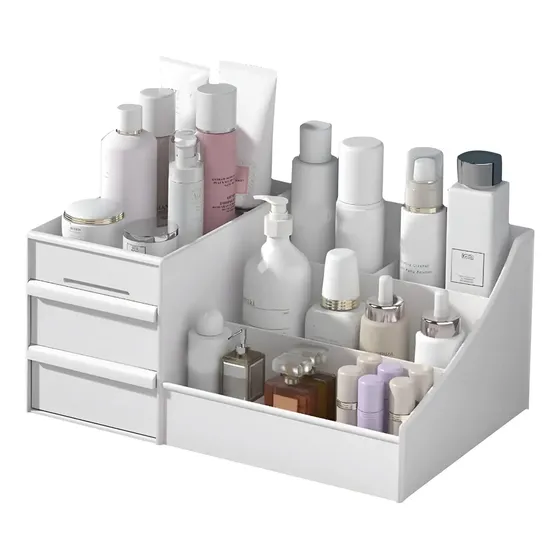Organizador Maquillaje Cremas Escritorio Cajones Blanco