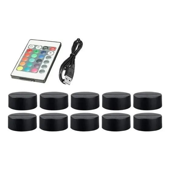 .. P Cable Usb Remoto Con Base De Luz Led 3d, 16 Colores,