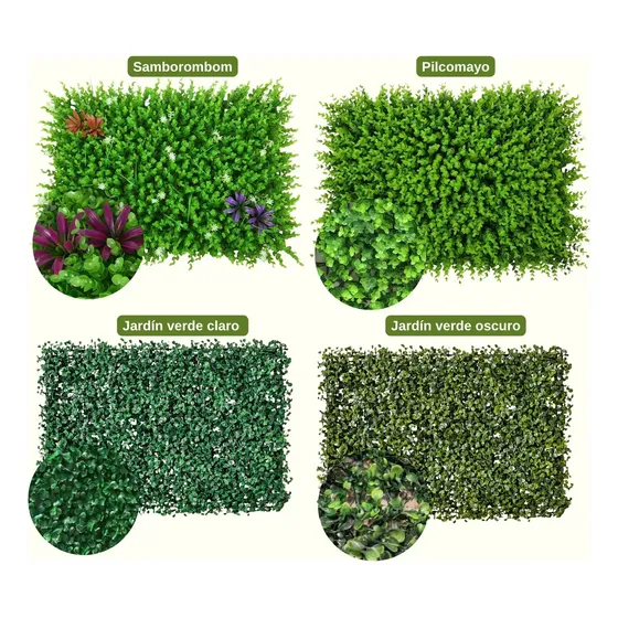 Pack 10u Jardin Vertical Artificial Muro Verde 60x40cm Samborombom