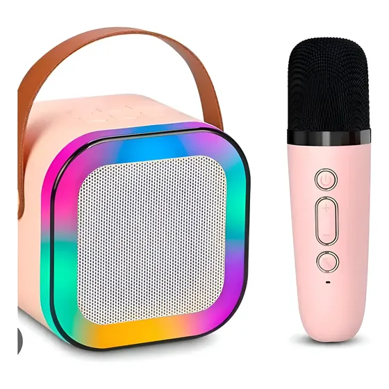 Parlante Bluetooth Caixinha K12 Portátil 6w Karaoke Color Rosa Claro