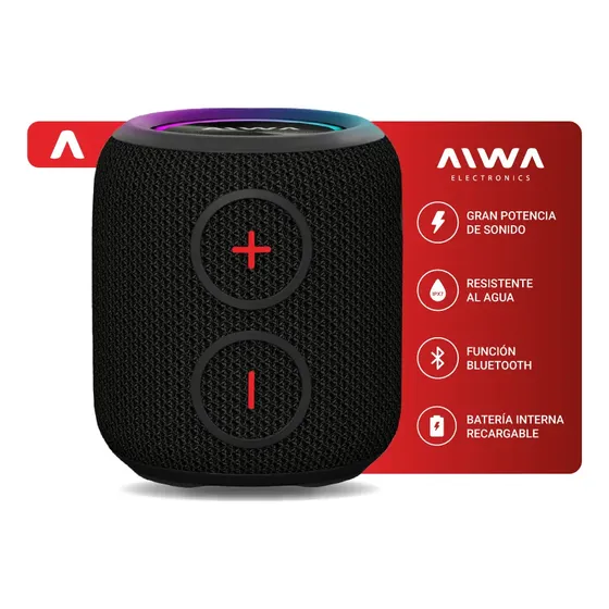 Parlante Bluetooth Portátil Aiwa Waterproof 6w 1200 Mah Ipx7 Usb-c Luces Rgb