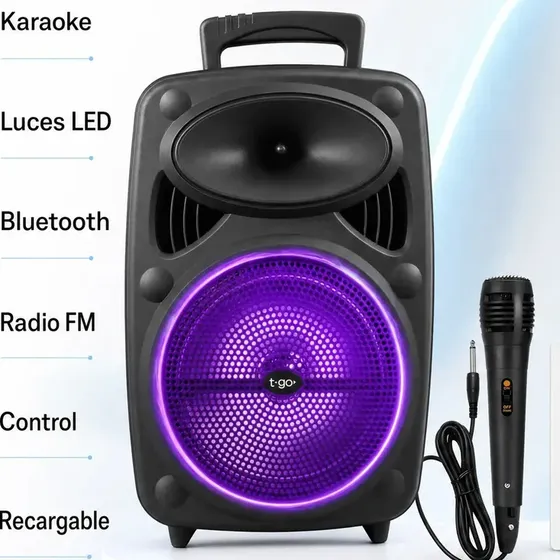 Parlante Inalámbrico Bluetooth T-go Bahamas Micrófono Radio Color Negro