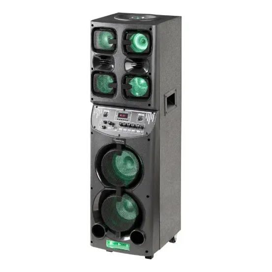 Parlante Torre Bluetooth Potente 7200w Harrison Micrófono Luces Led Temuki Bafle Negro