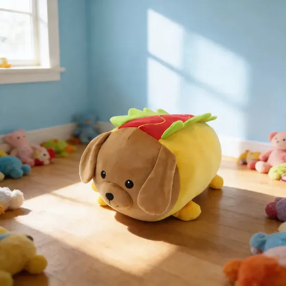 Peluche Almohada Gigante Hot Dog 51cm Smoochy Pals Para Niños Hipoalergénico