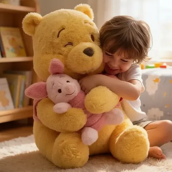 Peluche Winnie Pooh Gigante 80 Cm Abrazando Chanchito Piglet