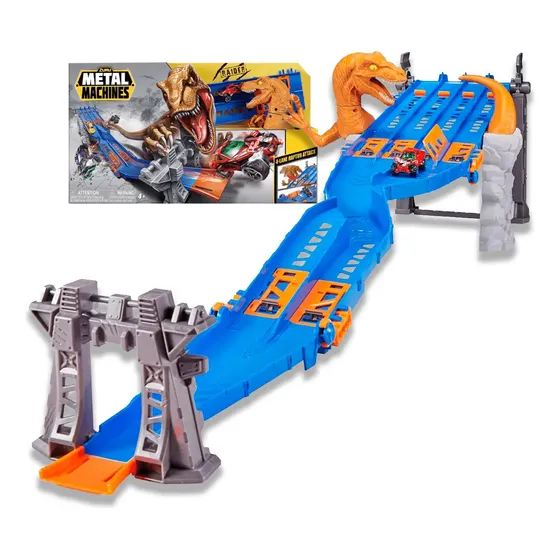 Pista De Auto Ataque De T-rex 4 Carriles Metal Machines Zuru