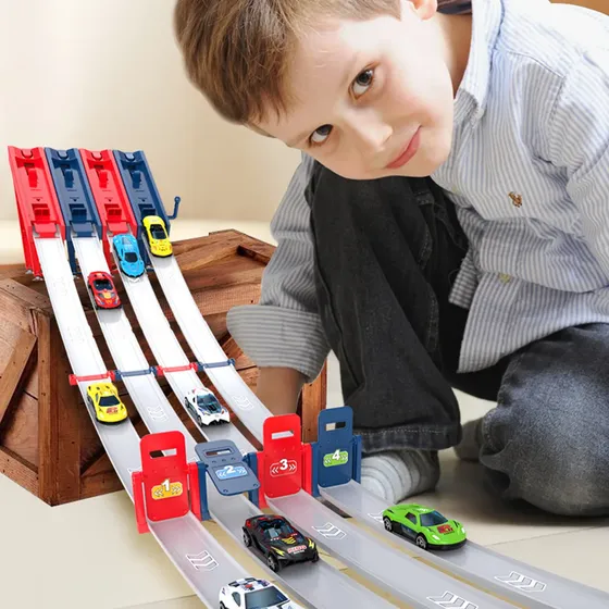 Pista De Carreras Autos Juguete 4 Carriles Niños