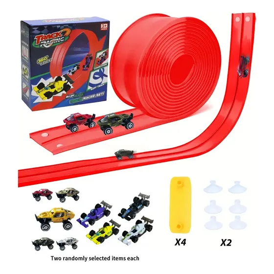 Pista Flexible Con Autos Y Ventosas Para Autos De Juguete