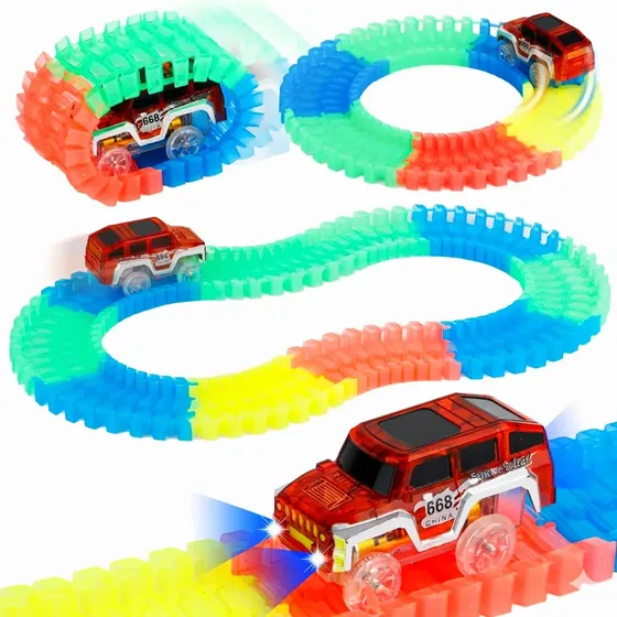Pista Luminosa Flexible 56 Piezas con Auto LED Expreso Polar