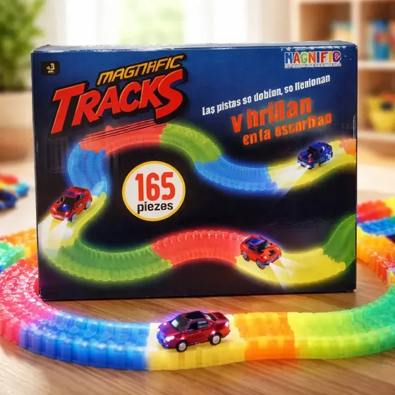 Pista Magnific Tracks 165 Piezas Auto Luminoso Multicolor Niños