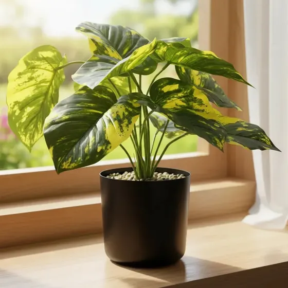 Planta Artificial Con Maceta Hojas Mod Premium Sheshu Color Verde