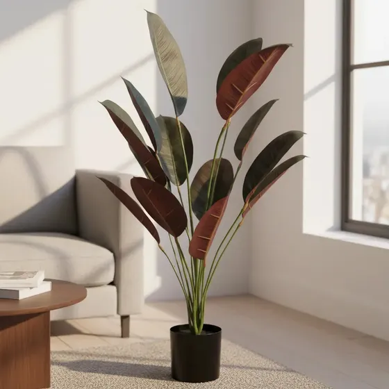 Planta Artificial Con Maceta Hojas Mod8 Premium - Sheshu Color Verde 9