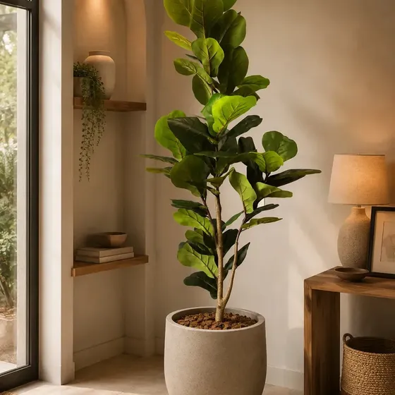 Planta artificial Juana deco and green ficus pandurata verde oscuro