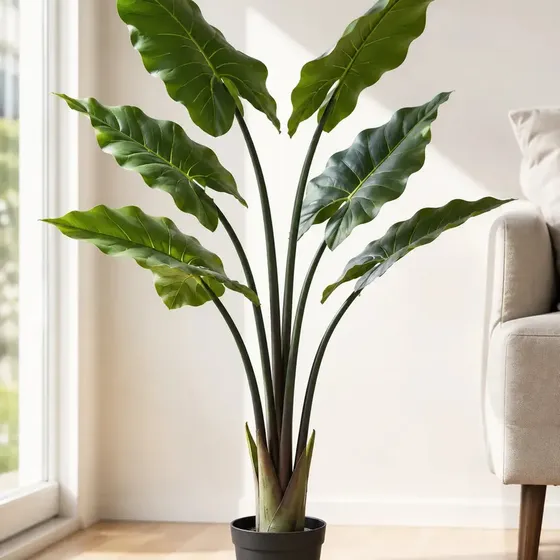 Planta Artificial Tipo Oreja De Elefante 110cm Verde