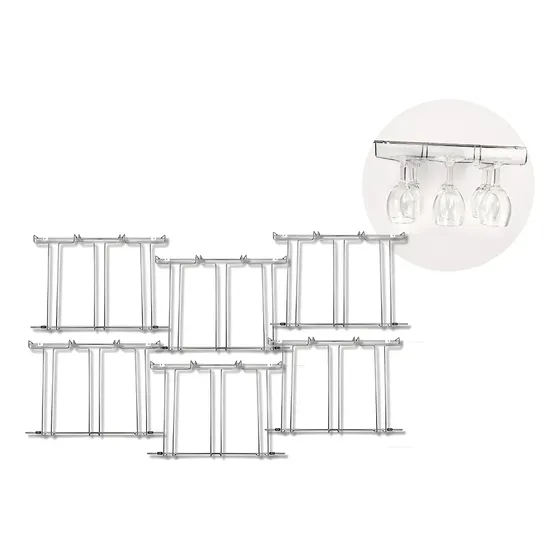 Porta Copas Ordinato Plateado Metal Cromado Triple Compartimentos