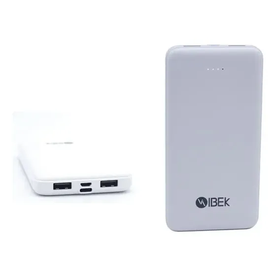 Power Bank Ibek 10.000 mAh 2 USB Tipo C Micro USB Blanco