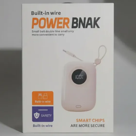 Power Bank Mini Con Cable Incorporado Verde Claro