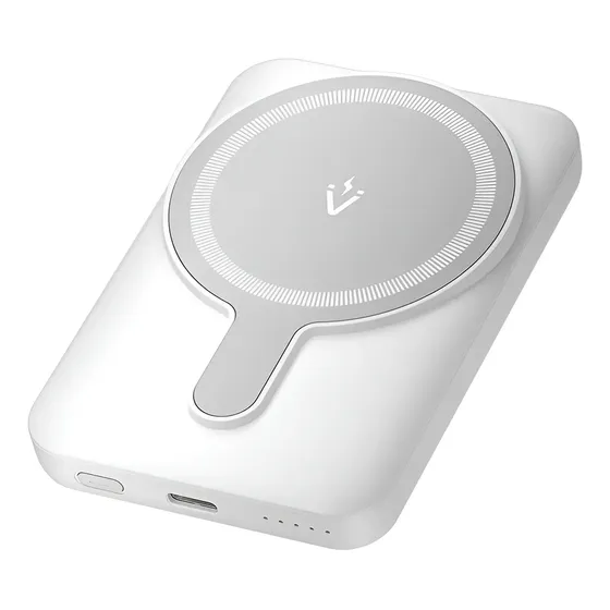 Power Bank Vention - Cargador Portatil con iman Magsafe 5000mAh - Bateria Carga Rapida 22w Conector USB C - Color Blanco - Para Celular / Ip
