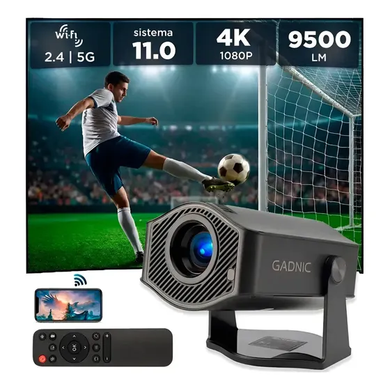 Proyector Gadnic HM-400 PRO 9500 lúmenes add 11 conexion inalambrica Bt 150 ANSI corrección trapezoidal sonido 5W
