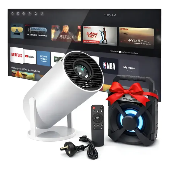 Proyector Portátil 4k Bluetooth Led+control+cable+parlante