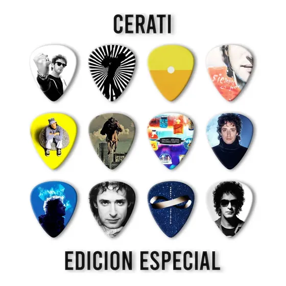 Púas Guitarra Cerati. Pack X 12 Unid Color Personalizado Tamaño 1 mm + Llavero Porta Púa