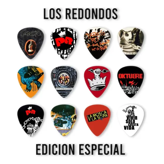 Púas Guitarra Los Redondos. Pack X 12 Un + Llavero Porta Púa Color Personalizado Tamaño 1mm