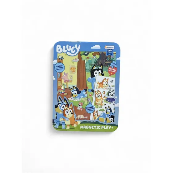 Puzzle Imantado 24 Pzas Bluey + Imanes Para Jugar Y Crear Tus Historias Tapimovil Presentacion En Lata