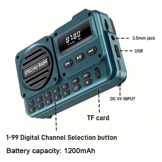 Radio Fm Mini Recargable Lcd Parlante 3w Mp3