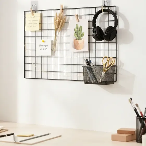 Rejilla Organizadora Metálica 60x40cm Negra Panel Grid