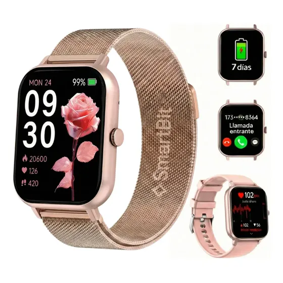 Reloj Inteligente Mujer Smartwatch Smartbit Bit 1 Active Rosa Cuadrado Deportivo Llamadas Mensajes Elegante Compatible Con Android E Ios Ros