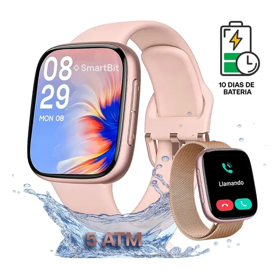 Reloj Inteligente Mujer Sumergible Smartbit Swim Rosa Smartwatch Sumergible 50 metros Natacion Brazadas Distancia Bateria 10 Dias Larga Dura