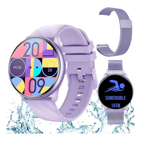 Reloj Inteligente Sumergible Mujer Smartbit W1 Pro Violeta Diseño de la malla Mesh
