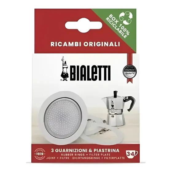 Repuesto Bialetti 3 Juntas + 1 Filtro Caf Italiana De 4 C Color Blanco