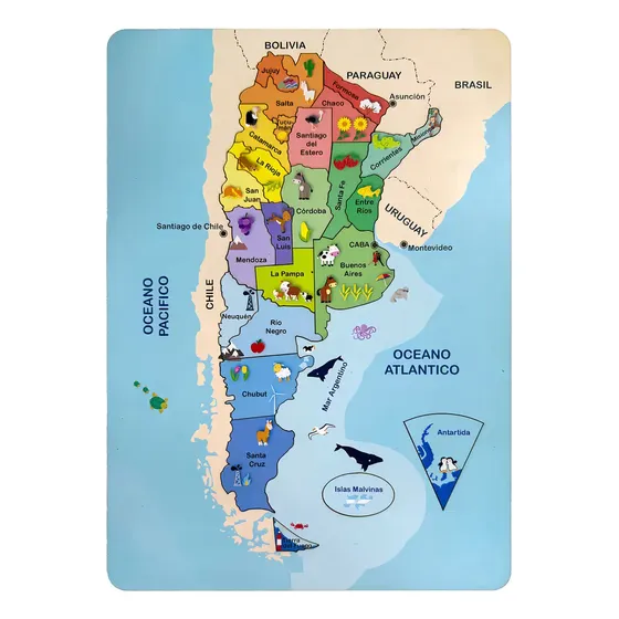 Rompecabezas Material Madera Resistente Duradero Mapa De Argentina Incluye 25 Piezas Juego De Encastre Didactico Para Niños Infantil Marca P