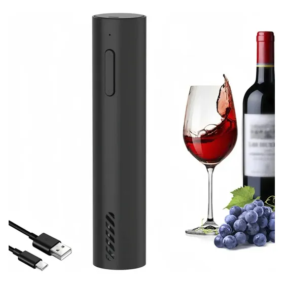 Sacacorcho Electrico Negro Destapador Abridor Vino Automatico Recargable Bajo Sonido Perfucasa Usb Premium